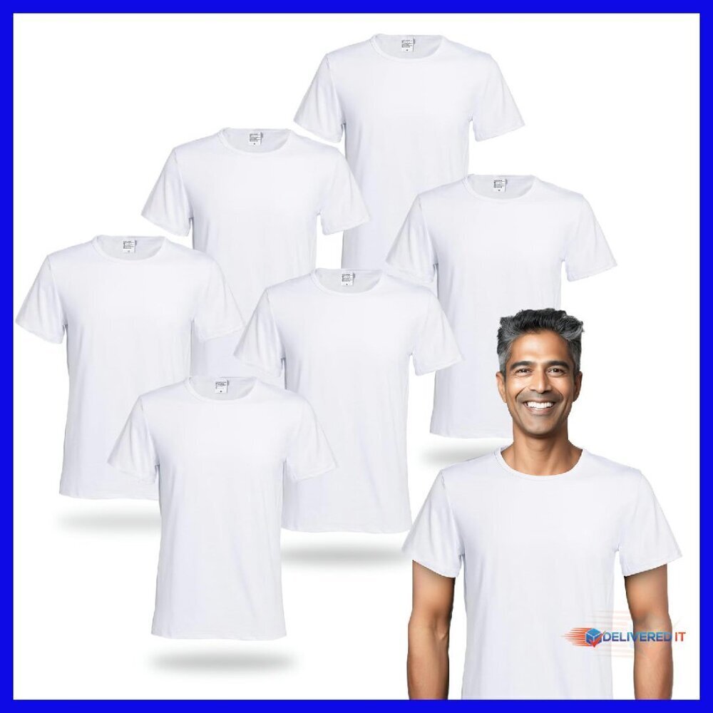 6 Pack Polyester Sublimation T-Shirts Crew Neck Short Sleeve